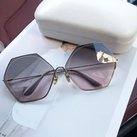 mizho festival metal frame eyewear gradient sunglasses women brand designer hexagon rimless high quality uv400 sun glasses mujer