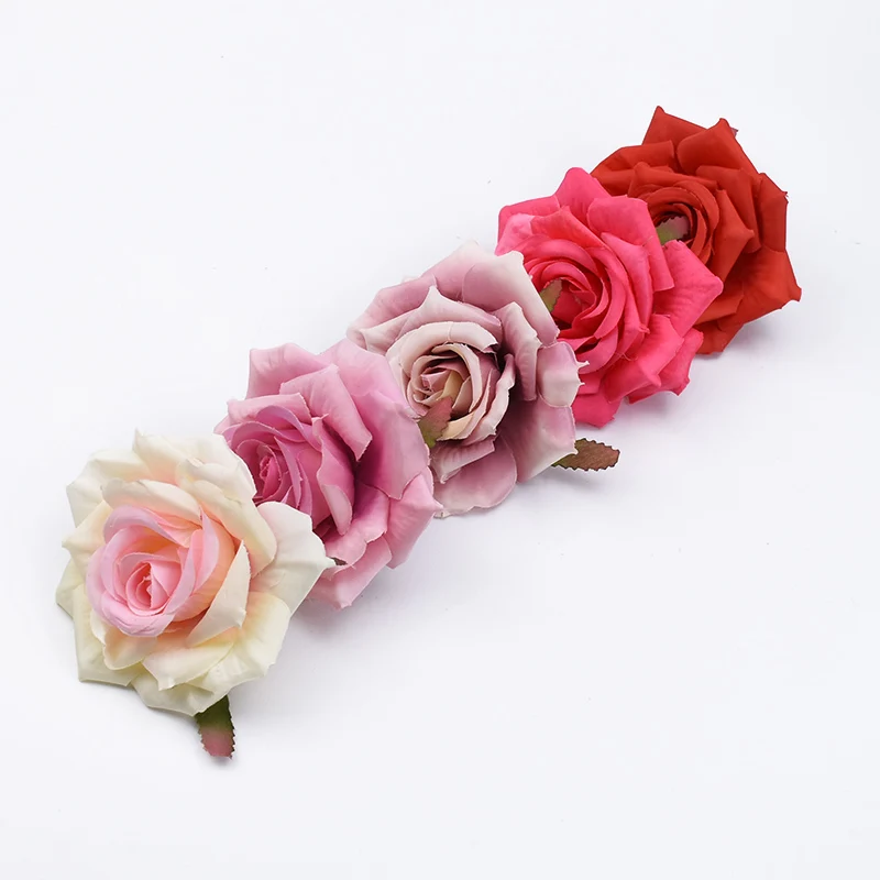 100pcs silk roses flowers wall bathroom accessories christmas decorations for home wedding cheap artificial plants bride brooch free global shipping