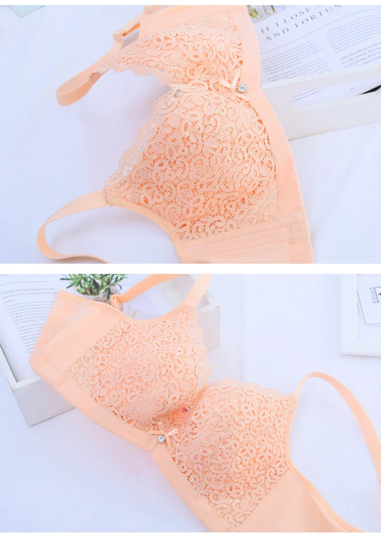 

Women Breathable Bra Lace Floral Embroidery Underwire 3/4 Cup Slightly Padded Bra Lingerie for Woman B C D