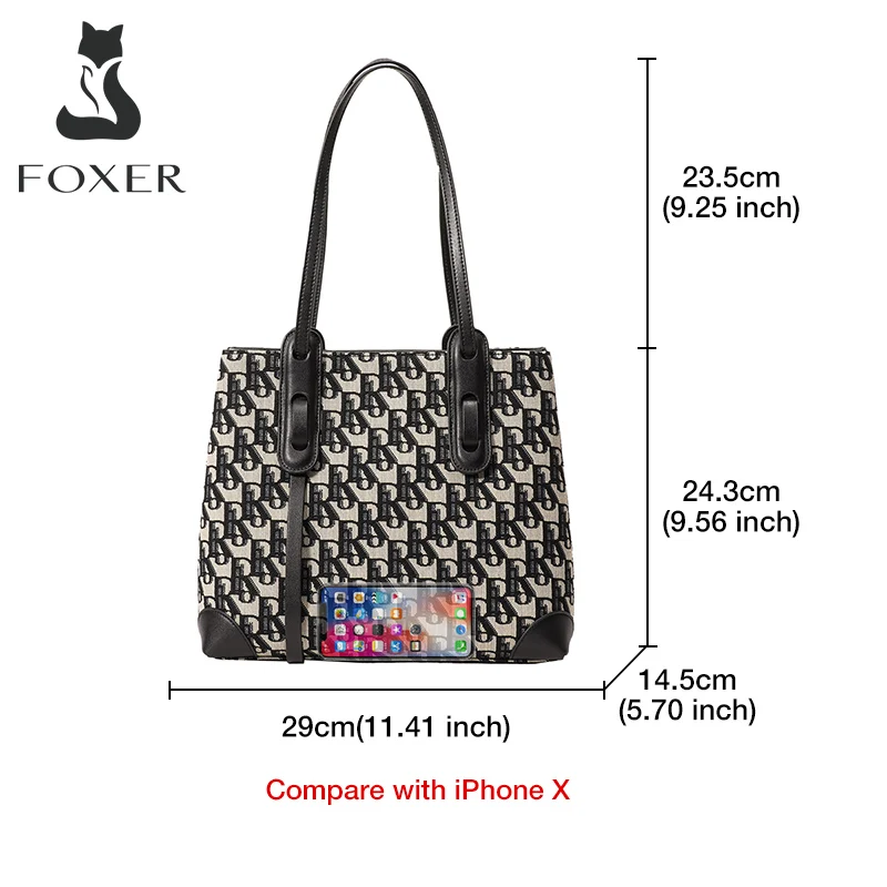 foxer fashion monogram ladies handbag office women commuter large capacity soft shoulder bag high quality casual tote bag women free global shipping