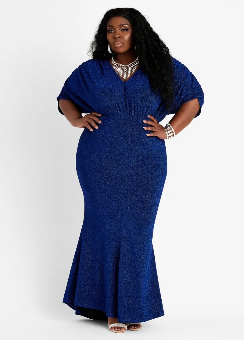 

Платье женское Плиссированное длинное с V-образным вырезом, батальных размеров, 5XL