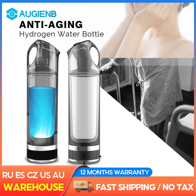 

AUGIENB 500ml Hydrogens Rich Water Bottle Lonizer Alkaline Generator LED Portable Healthy Cup USB Rechargeable Anti-Aging Gift