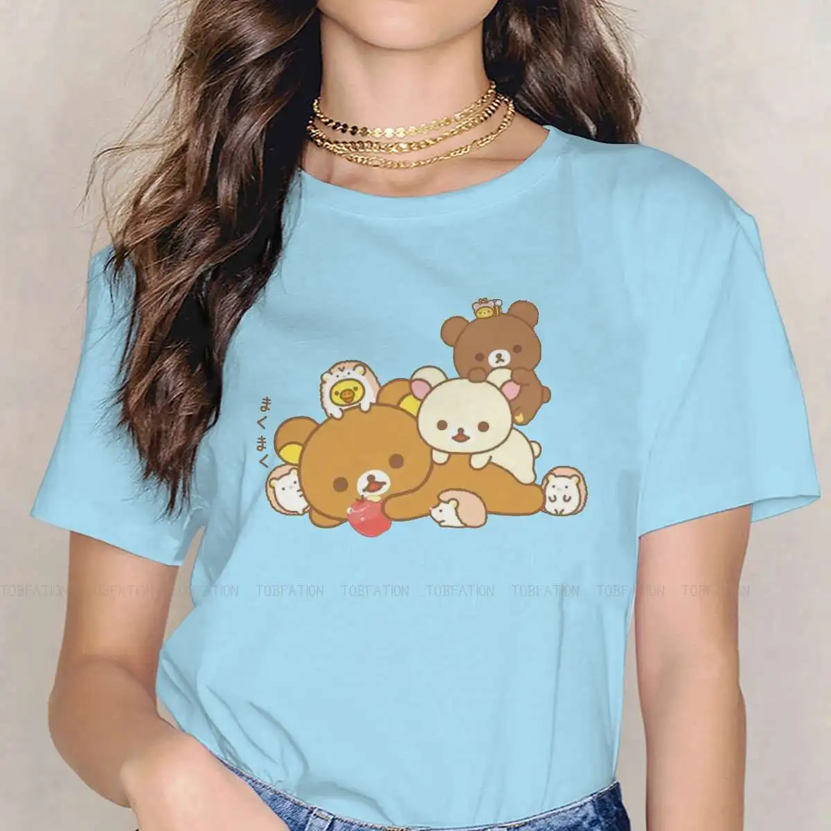 

Футболка в стиле друзей для девочек Rilakkuma, графическая футболка в стиле хип-хоп, с коротким рукавом