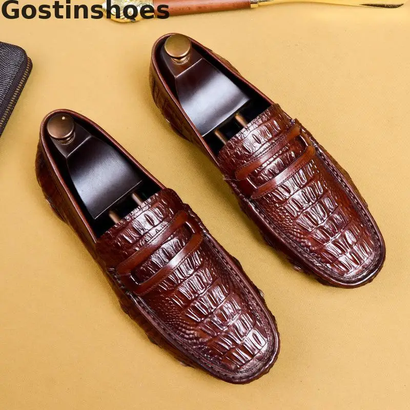 Модные мужские лоферы из натуральной кожи цвет черный коричневый повседневная