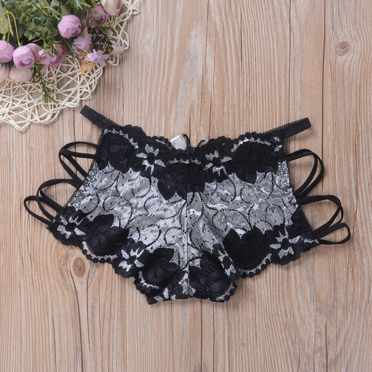 Женские сексуальные кружевные трусы боксеры с цветочным принтом бандажные