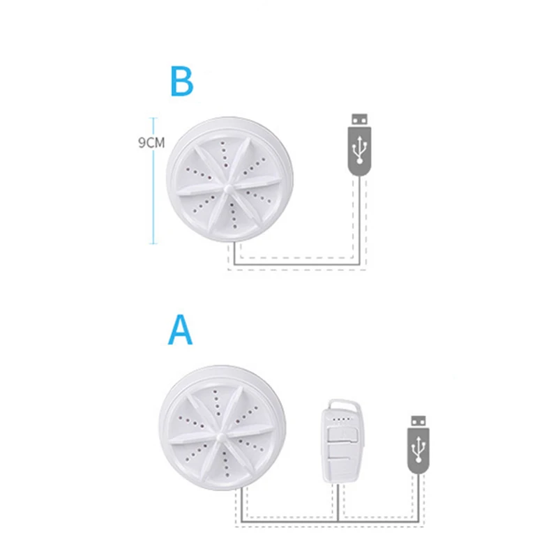 

Multifunctional Ultrasonic Washing Machine 9cm Round Mini Portable Cleaning Tool for Travel Outdoor Use TY53