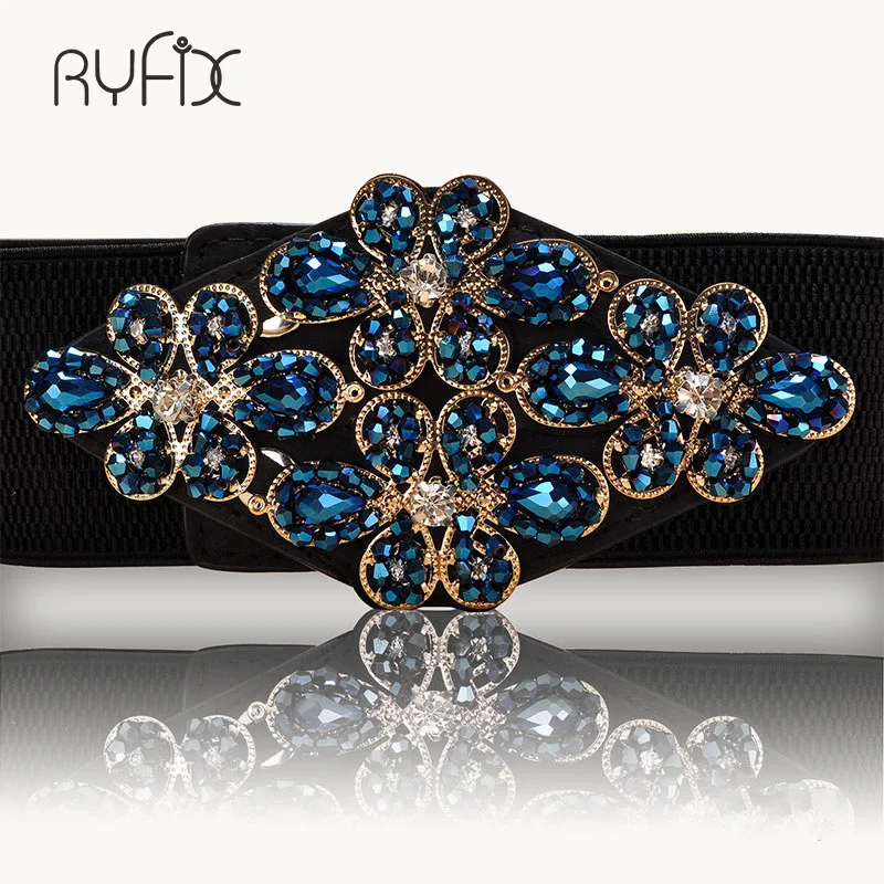 Female Braided Belt Rhinestone Elastic Women Belt Colorful Crystal Decorated Strech Waist Strap Correa Cummerbund BL227