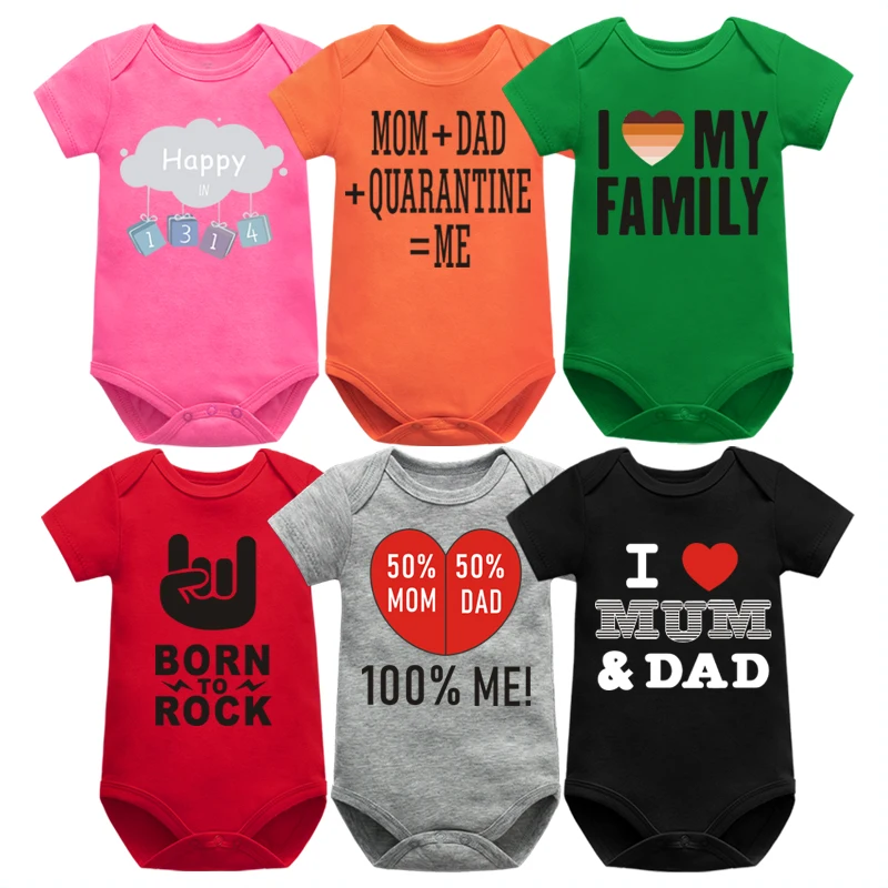 

Bodysuit For Baby Summer Boys And Girls Short Sleeved Cotton Funny Letter Print Body ​Newborn Infant Baby Clothes
