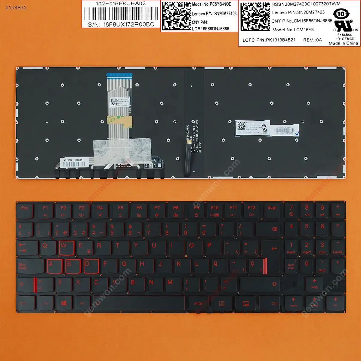 

New Spanish Layout Keyboard for Lenovo Legion Y520-15IKB Y520-15IKBA Y520-15IKBM Y520-15IKBN R720 R720-15IKB Laptop Red Backlit