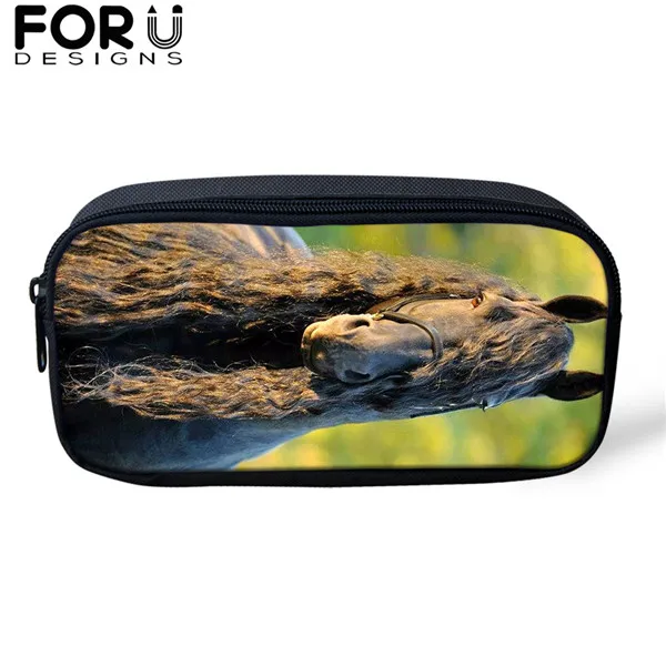 FORUDESIGNS/3 шт./компл. школьная сумка для мальчиков и для девочек-подростков; Friesian рюкзаки с рисунком лошади студент красивый вороной конь рюкзак для путешествий - Цвет: CDGX1496K