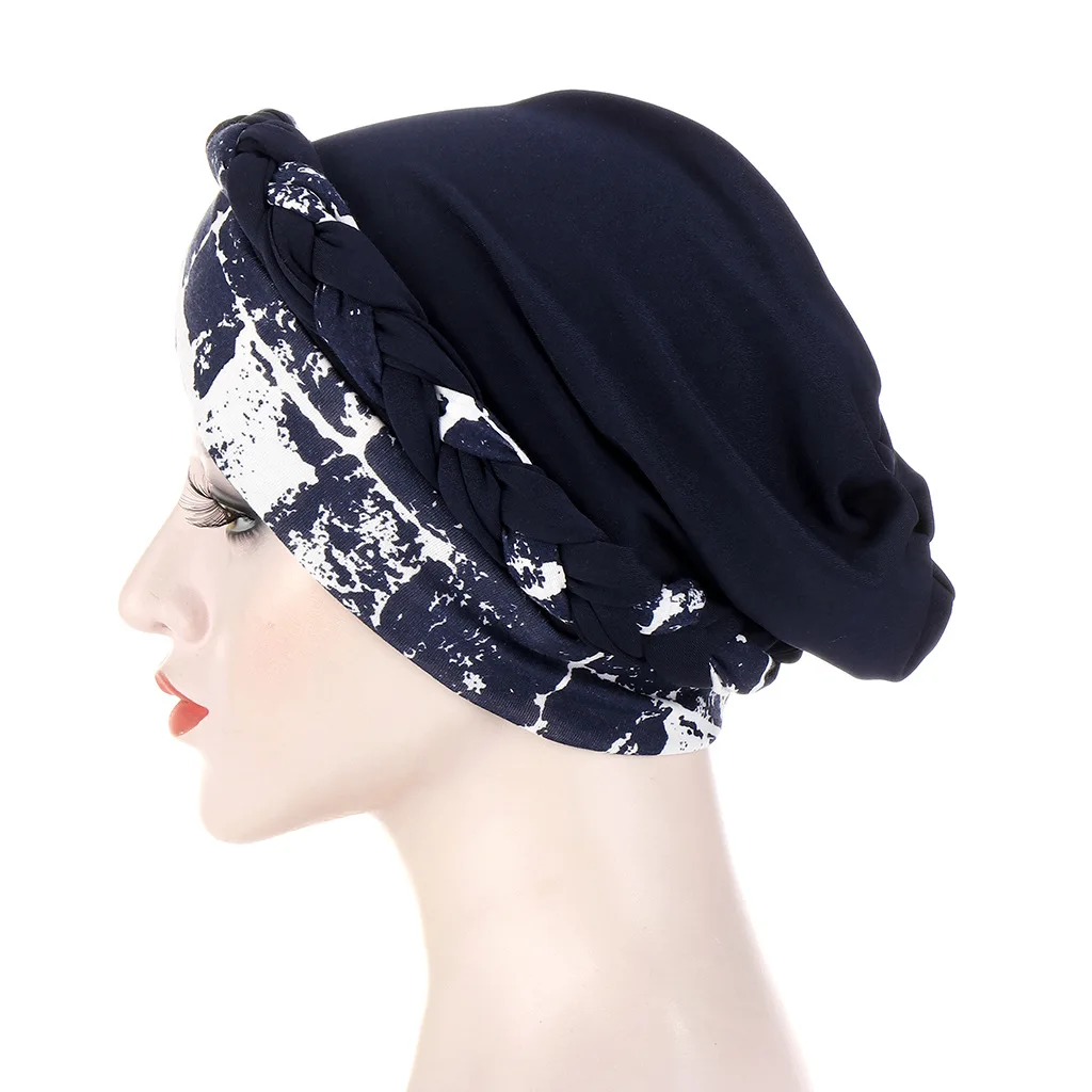 Helisopus Новый Цвет лоскутное косы тюрбан шляпа Цветочный принт мусульманский