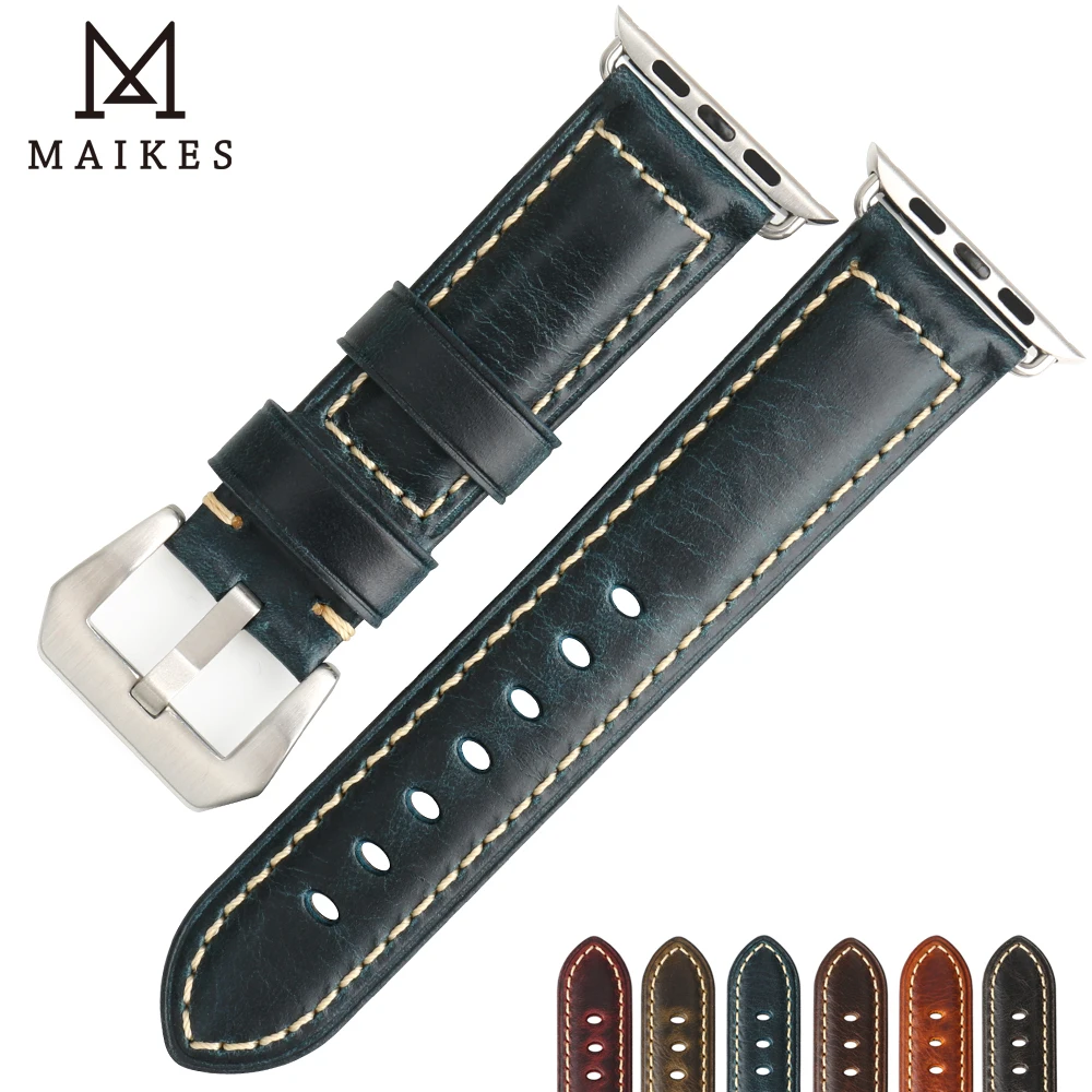 MAIKES Italian cow leather watch band vintage watchbands for apple 42mm 38mm Series 3 2 1 iwatch 4 strap 44mm 40mm | Наручные часы