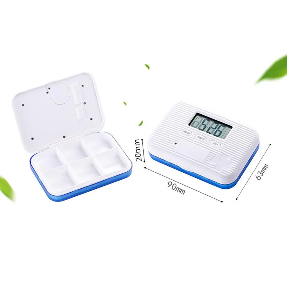

6 Grids Dusproof Mini Pill Box Reminder Drug Alarm Electronic Medicine Organizer Storage Timer Portable Box O7F7