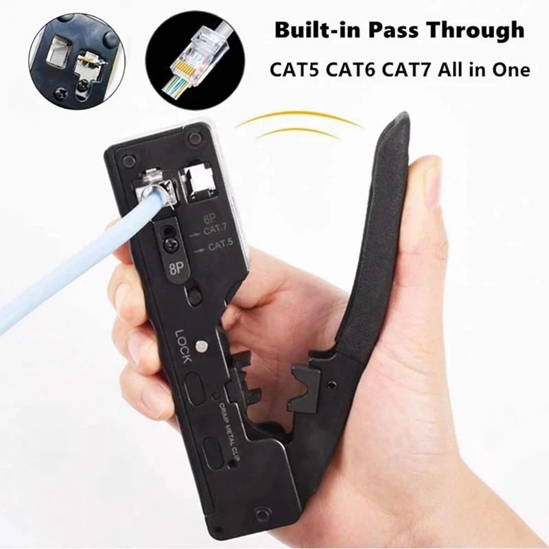 Cat5 Cat6 Cat7 Pass Through Crimper for RJ45 RJ12 RJ11 Network Connectors Modular Plugs Ethernet Cables EZ Crimp Tool | Компьютеры и
