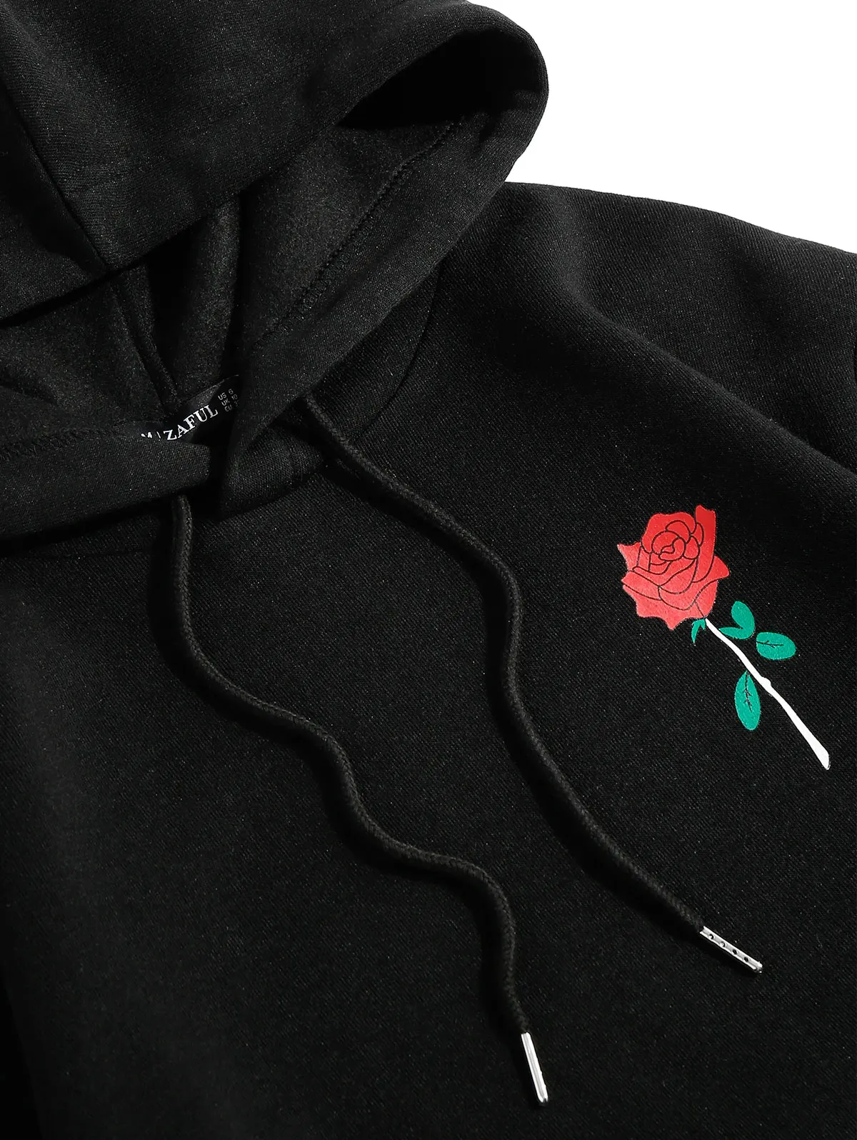 ZAFUL/Осенняя теплая толстовка с принтом букв и розами заниженным плечом передним