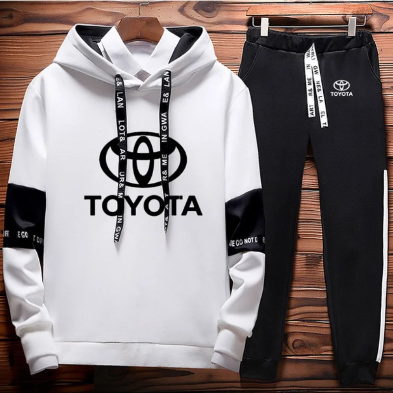 

Толстовки мужские с логотипом автомобиля Toyota, Свитшот унисекс с принтом, модная мужская толстовка, штаны, спортивный костюм из 2 предметов, ф...