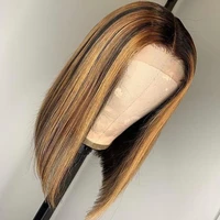 highlight straight bob wig glueless short human hair 13x4 lace frontal wigs pre plucked natural hairline