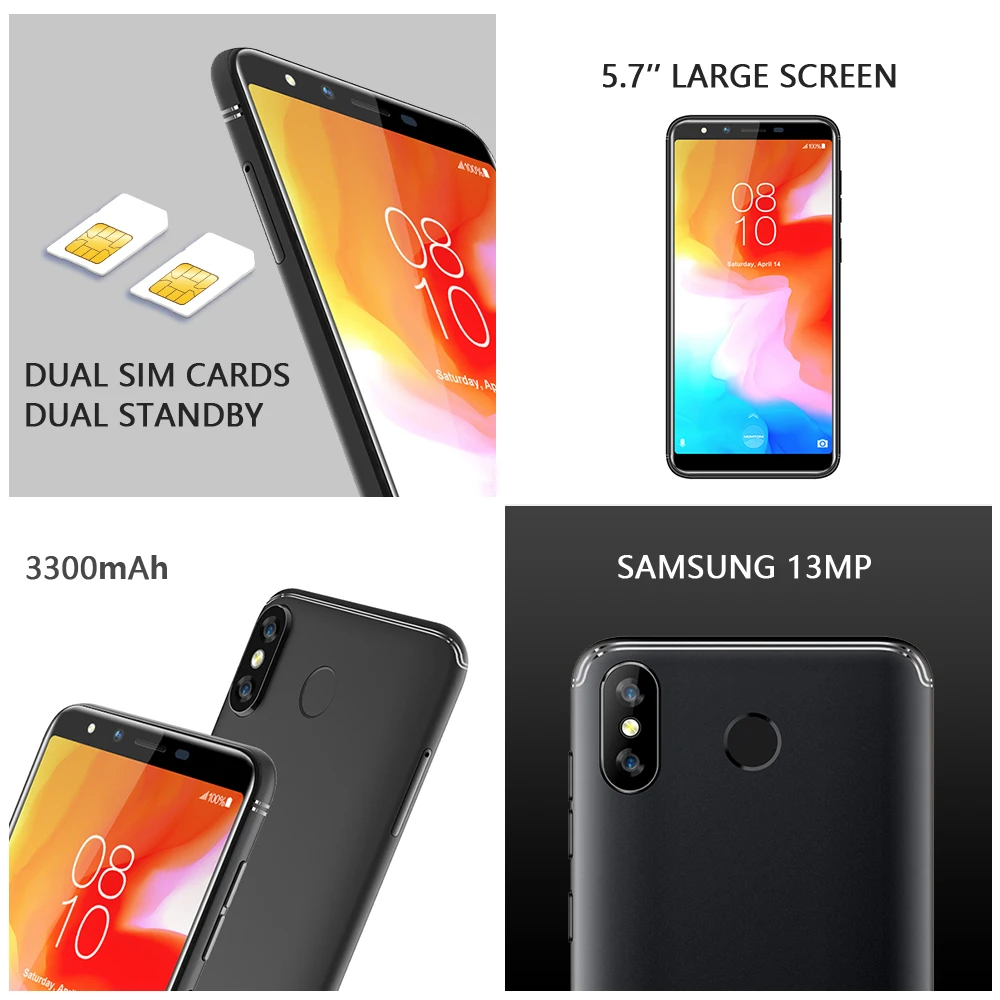 HOMTOM H5 Android 8,1 MT6739 четырехъядерный FDD-LTE 4G разблокировка отпечатков пальцев смартфон 3 ГБ 32 ГБ 3300 мАч 5,5 дюйма мобильный телефон с функцией распознавания лица