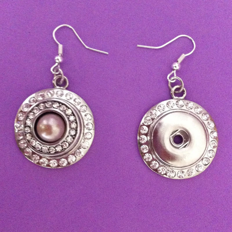 

18mm White Pearl Snap Buttons Earrings Metal Alloy Jewelry For Women Gift