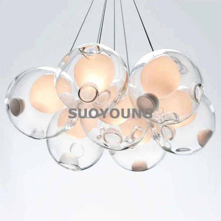Люстра из стеклянного материала светодиодная Подвесная лампа современное