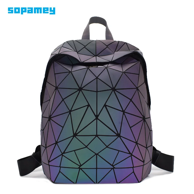 Модный Светящийся рюкзак для женщин геометрический ранец девочек