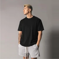 mens oversized t shirt solid color gym clothing bodybuilding fitness loose sportswear t shirt streetwear hip hop tshirt