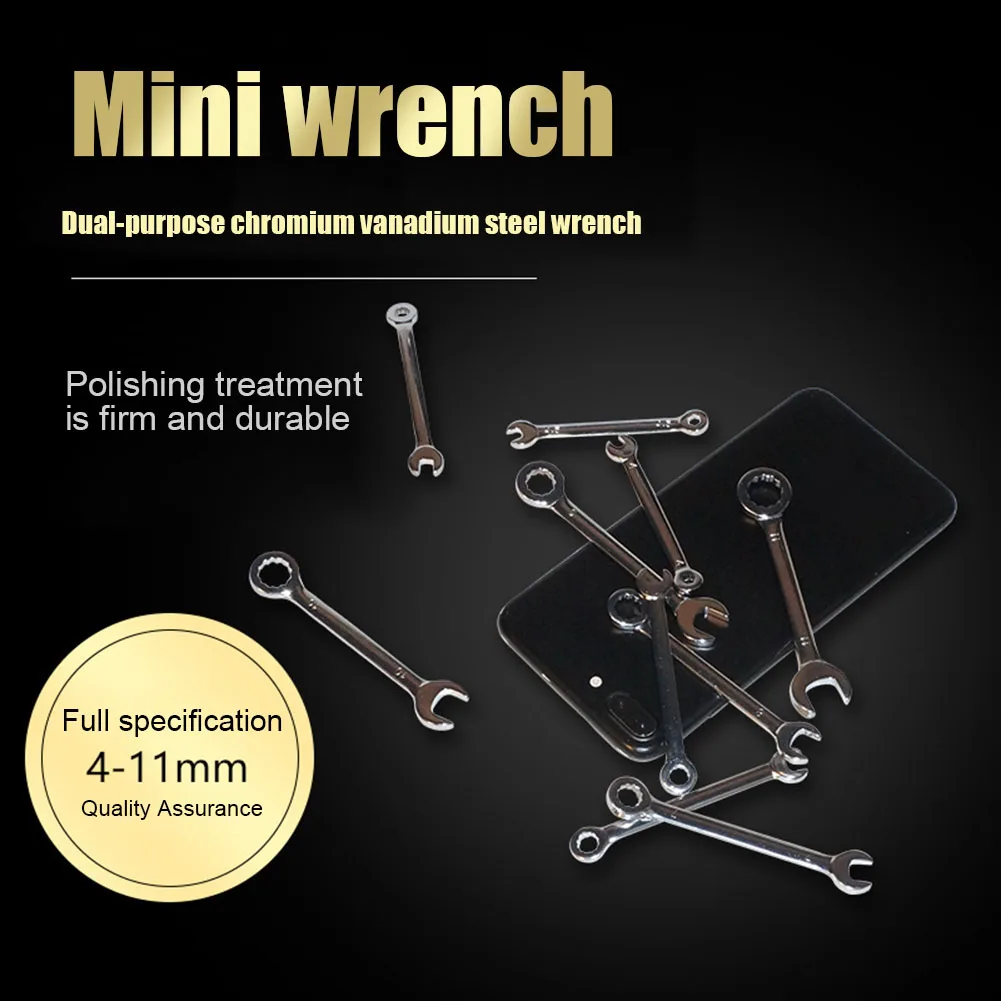 

10Pcs/set Professional Mini Combination Wrench Spanner Set 4-11mm Metric Small DSS899