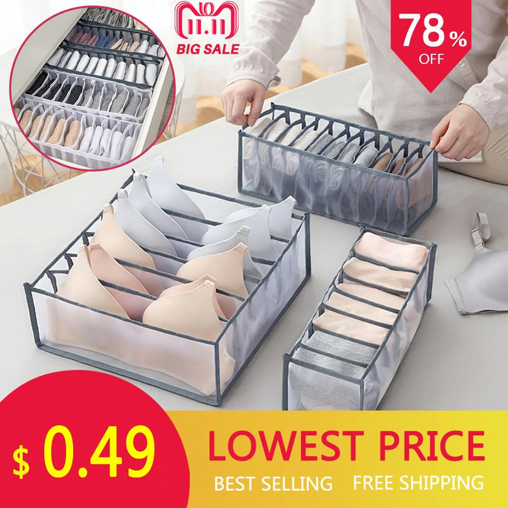 

Hot Sale 1/3pcs New Underwear Bra Organizer Storage Box 2 Colors Drawer Closet Organizers Boxes For Underwear Scarfs Socks Bra