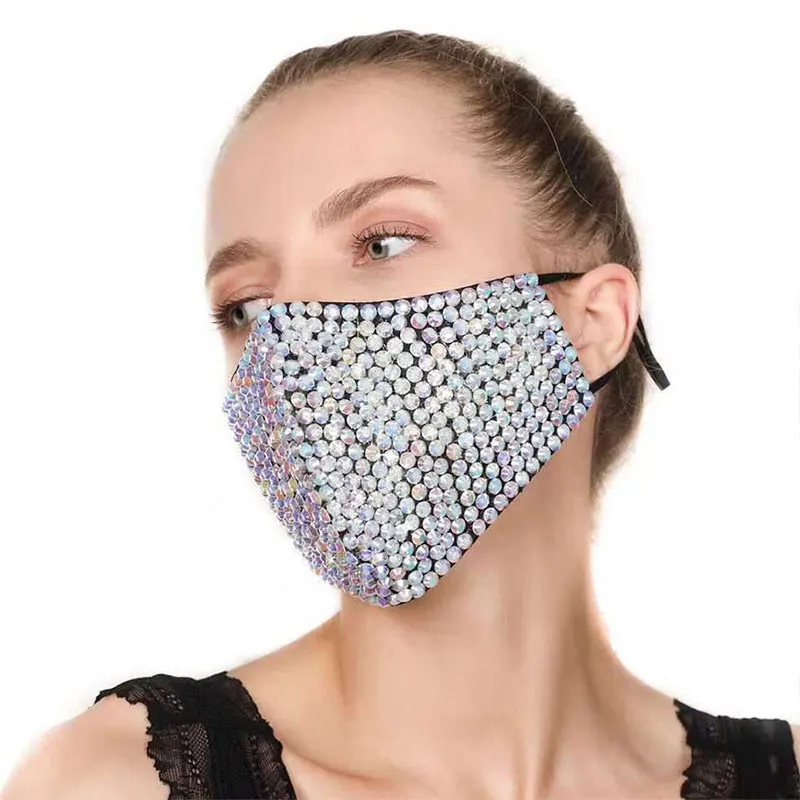 

2021 Sexy Crystal Face Mask Luxury Glitter Rhinestone Female Fashion Costume Decor For Masquerade Party Nightclub Bling Mask Hot