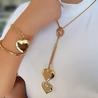 exknl choker long necklace women gold color party jewelry punk hip hop heart love pendant necklaces 2021 wholesale chains bijoux