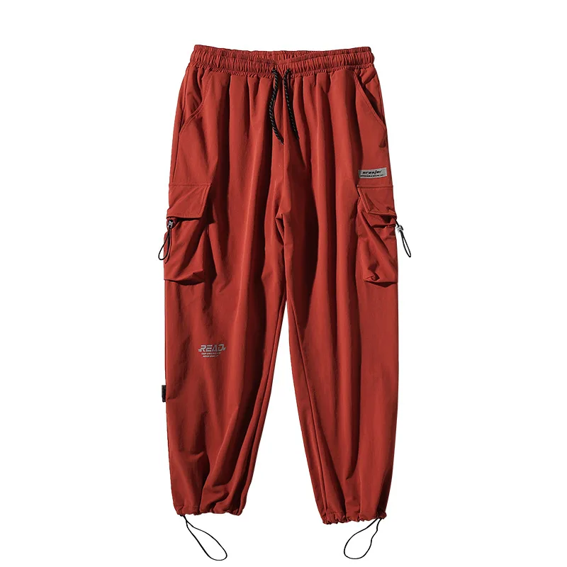 

Men's reflective drawstring overalls, loose big pockets, leggings, casual pants, men's fashion trousers, trousers, trousers for