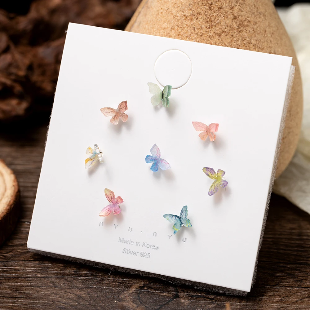 8 штук винтажных супер фея Стад серьги бабочки 2021 из смолы АБС ручная работа