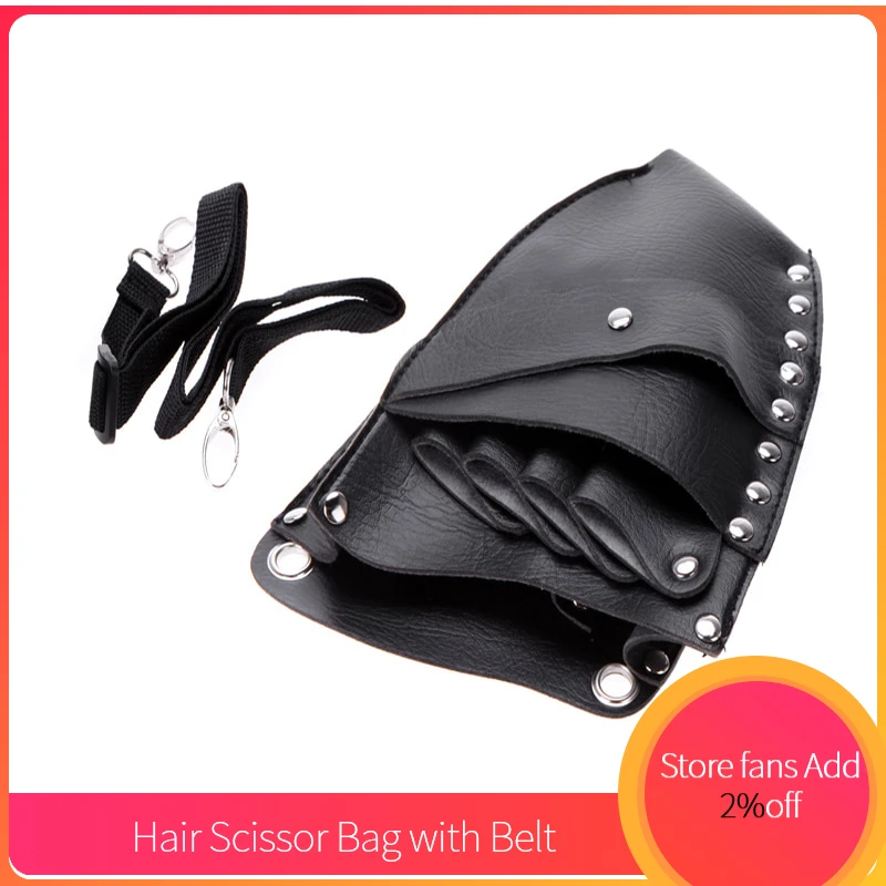 Leather Barber Scissor Storage Hairdressing Holster Pouch Holder Case Rivet Clips Bag with Waist Shoulder Belt Hair Scissor Bag