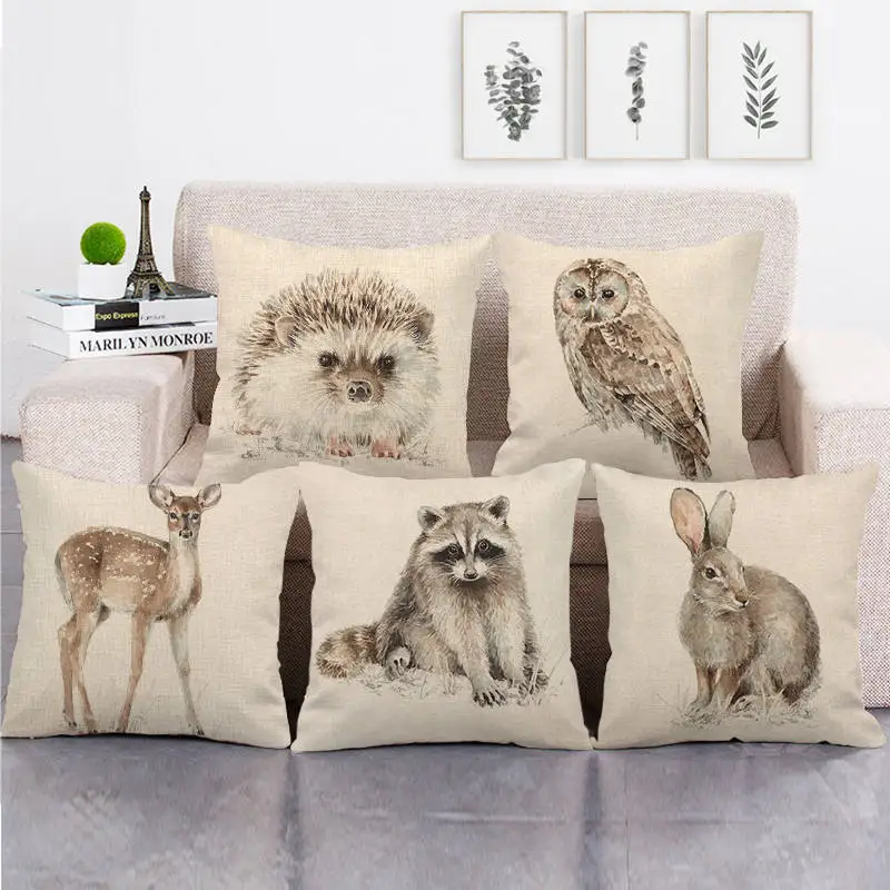 Льняные/Хлопковые наволочки с принтом животных светильник 45 х45 см|Наволочки| |