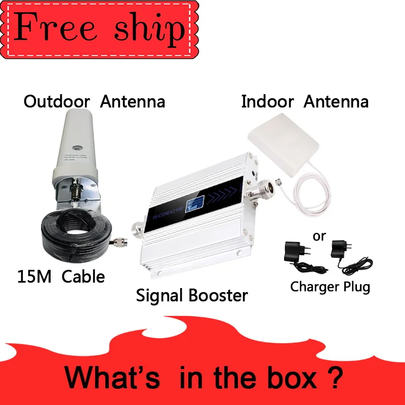 3G Ripetitore 2100MHz Repeater LCD WCDMA 2100 MHZ Mobile Signal Booster Amplifier Cell Phone 9dbi panel indoor Antenna | Мобильные