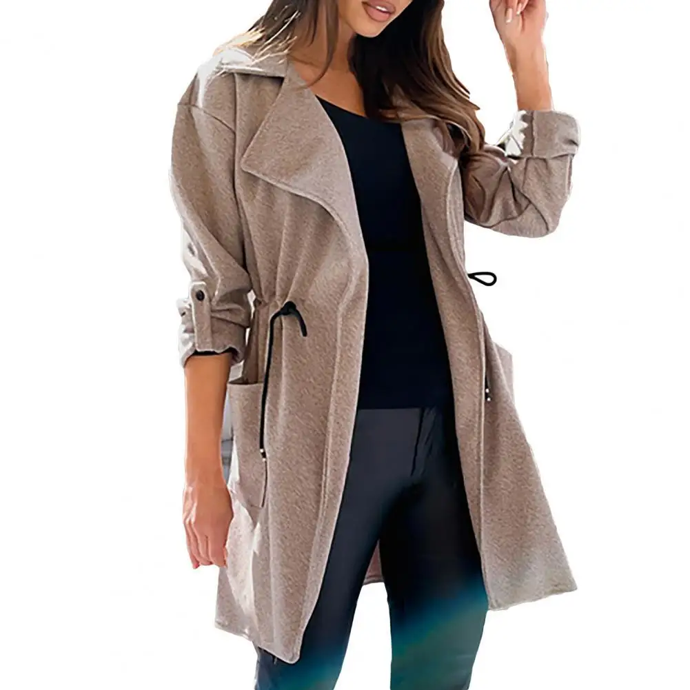 

Women Coat Casual Coats Lapel Lace-up Slim Spring Trench Coat For Women Loose Outerwear abrigos mujer invierno 2022
