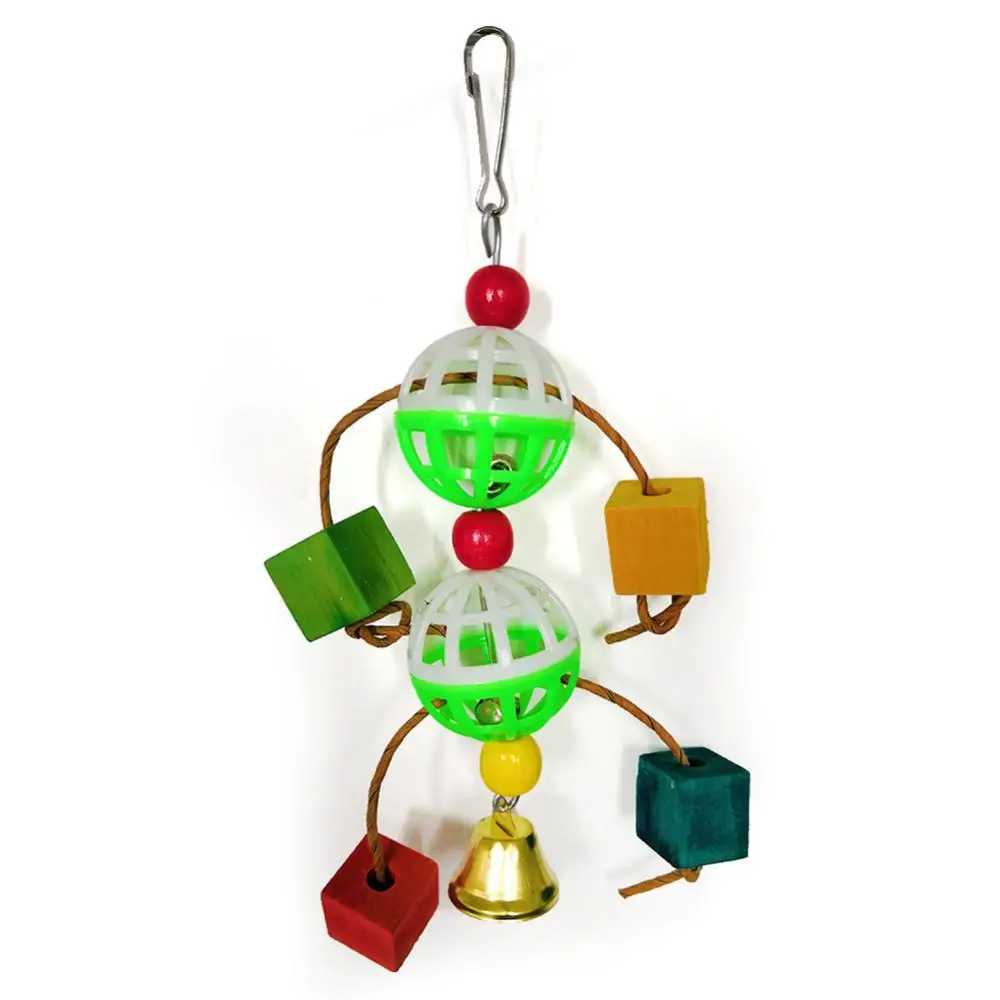 

6Pcs Colored Bite-resistant Pendant With Bells Pet Bird Parrot Bell Ball Rope Plastic Swing Hanging Cage Ladder Play Chew Toys