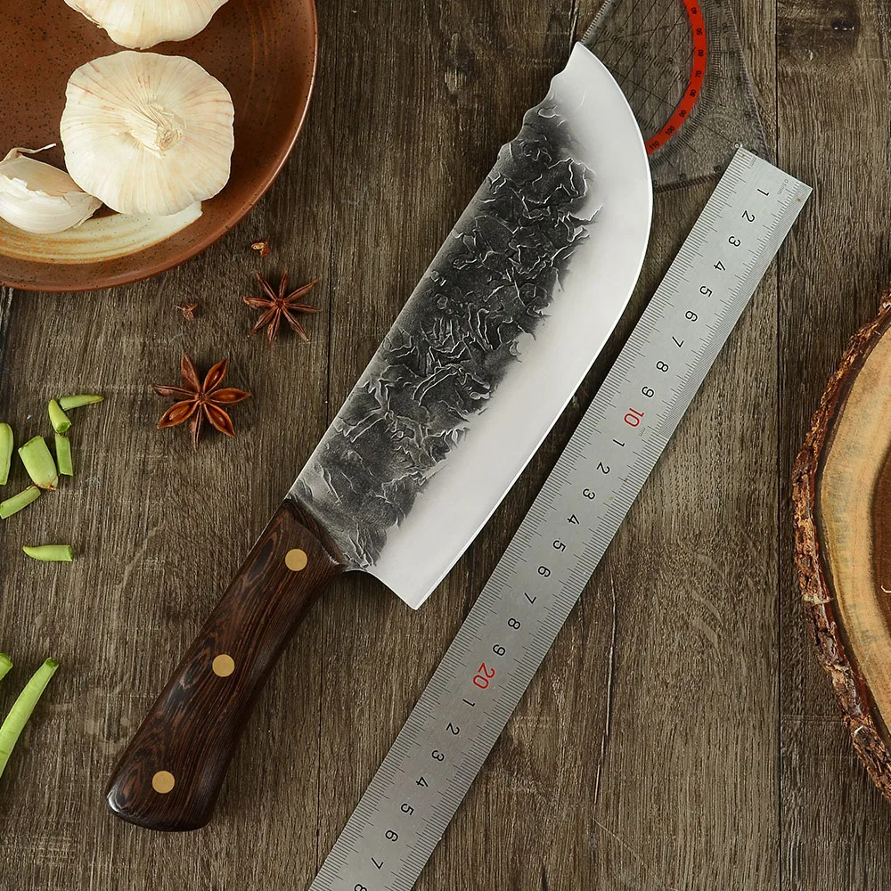 Full Tang Chef Knife Handmade Forged High-carbon Clad Steel Kitchen Knives Cleaver Filleting Slicing Butcher Cooking knife Tools | Дом и сад