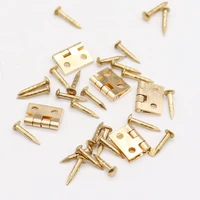 20pcs cabinet door hinges brass plated mini hinge small decorative jewelry wooden box furniture accessories 8mm10mm