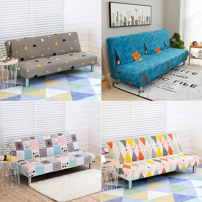 Dustproof Sofa Cover Prints Stretchable Brushed Folding Bed Universal Armless Colorful Series | Дом и сад