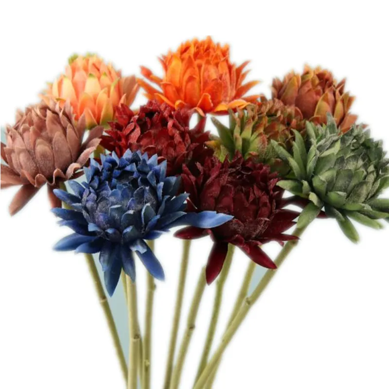 

10pcs Silk Single Stem Saussurea Flower Simulation Fake Artichoke Branch for Home Wedding Centerpieces Floral Decoration