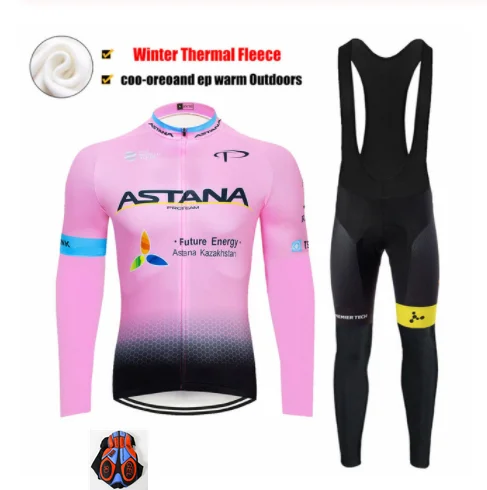 Winter Cycling set Новинка Астана мужские термобелье флис зима Велоспорт Джерси комбинезон Колготки наборы спортивные велосипедные комплекты одежда для велоспорта - Цвет: Winter Cycling set