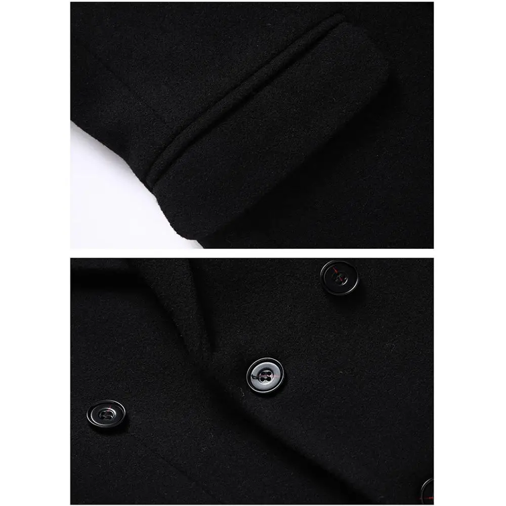 

N&B Men's Thick Woolen Coat Mens Stylish Winter Coats Double Breasted Peacoat Slim Fit Warm Male Wool Overcoat Jackets NZWT1