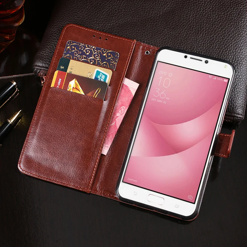 For Asus Zenfone 4 Max ZC550TL Case Magnetic Flip Crazy Horse Pattern Leather Wallet Phone Cover | Мобильные телефоны и