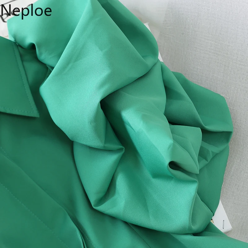 Neploe/Элегантная короткая блуза в стиле корта Сезон осень весна Пляжная зеленая с