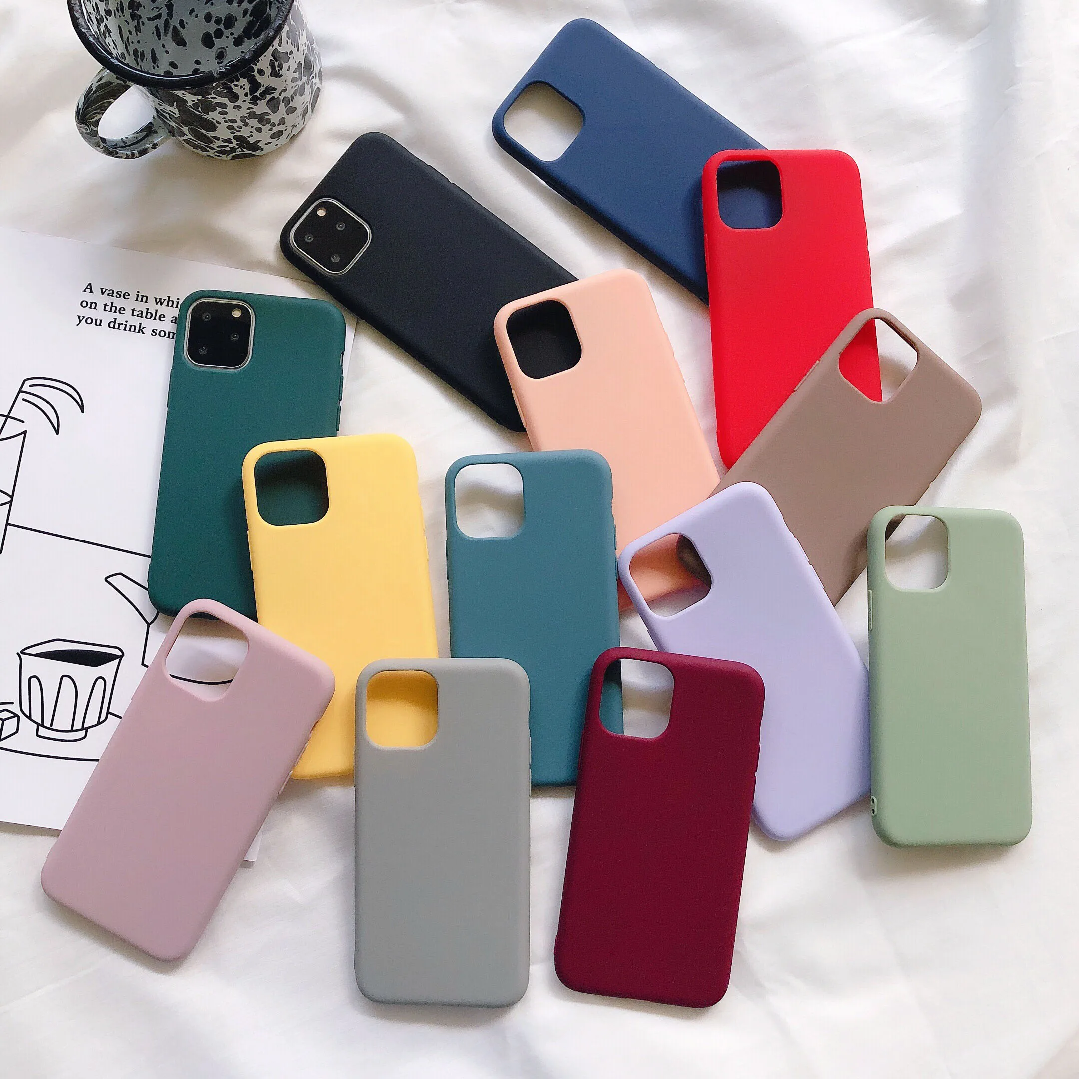

For iPhone 11 Pro Max Candy Color Matte Phone Case for iphone X XR XS Max X 8 Plus iPhone 6 6S 7 8 Plus Soft Silicone Case