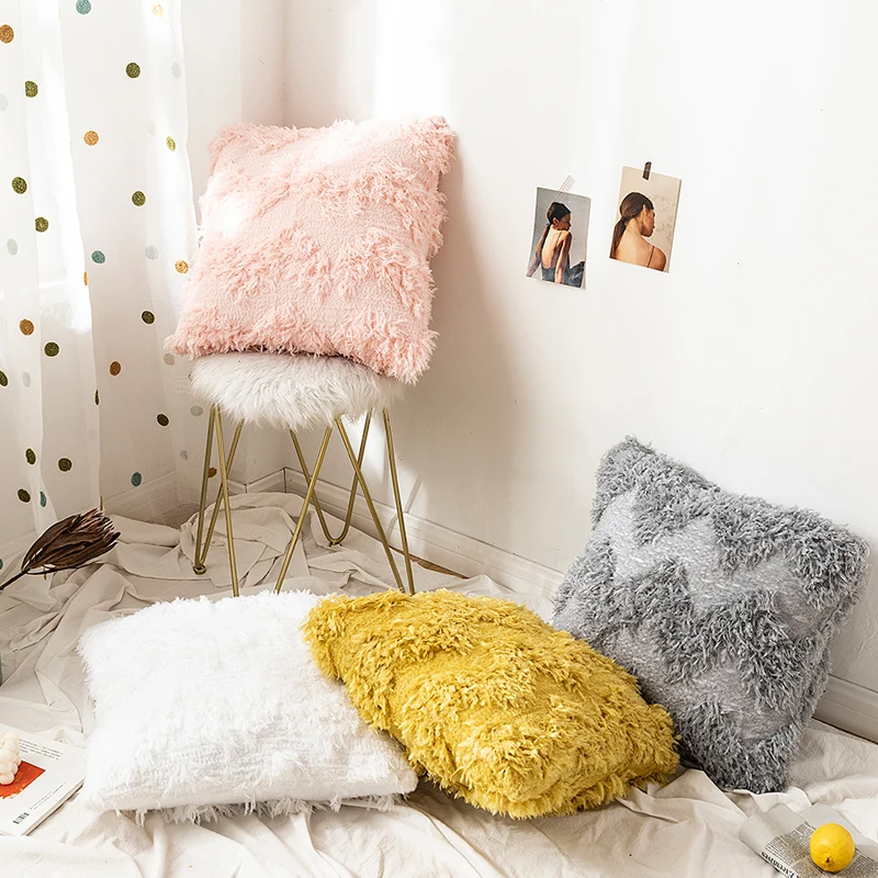 45x45 см наволочка квадратная Подушка Чехол горчичный розовый серый белый