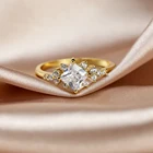 Женское Обручальное кольцо с муассанитом, тонкое кольцо с белым квадратным фианитом, ювелирное украшение для свадьбы