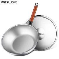 pure titanium wokhigh quality kitchen cookware with lid ideal healthy titanium wok pan for electric induction and gas stoves
