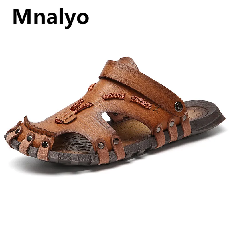 Mens Flip Flops Big Size Men's shoes Brand Summer Leather Sandals Men Casual Shoes Outdoor Beach Sandals Comfortable slippers